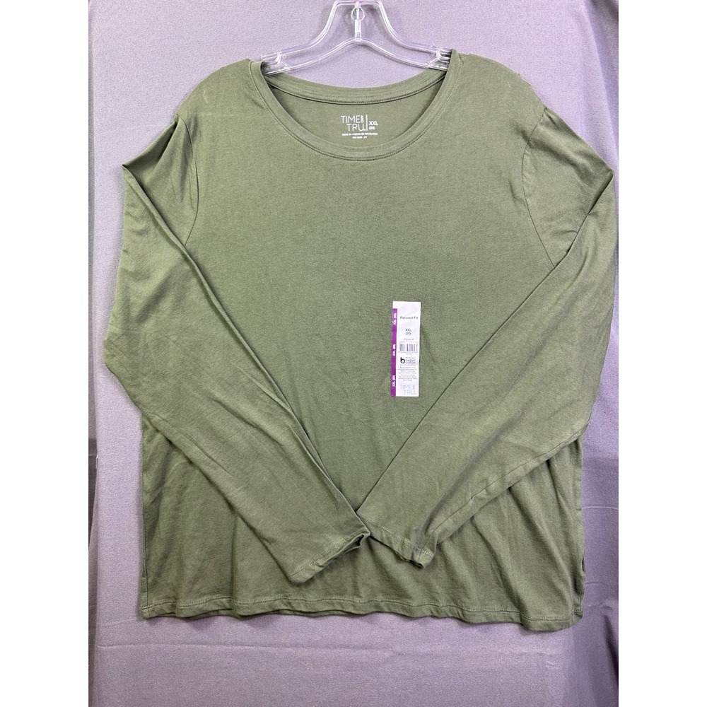 Time and Tru Womens XXL 20 Sea Turtle Green Long Sleeve Relaxed Fit Core Tee NEW - Picture 9 of 9